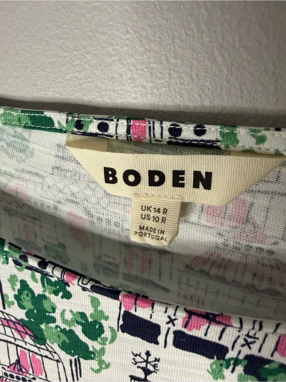 Boden Pink & Green Printed Cap-Sleeve Mini Dress - Picture 3 of 5